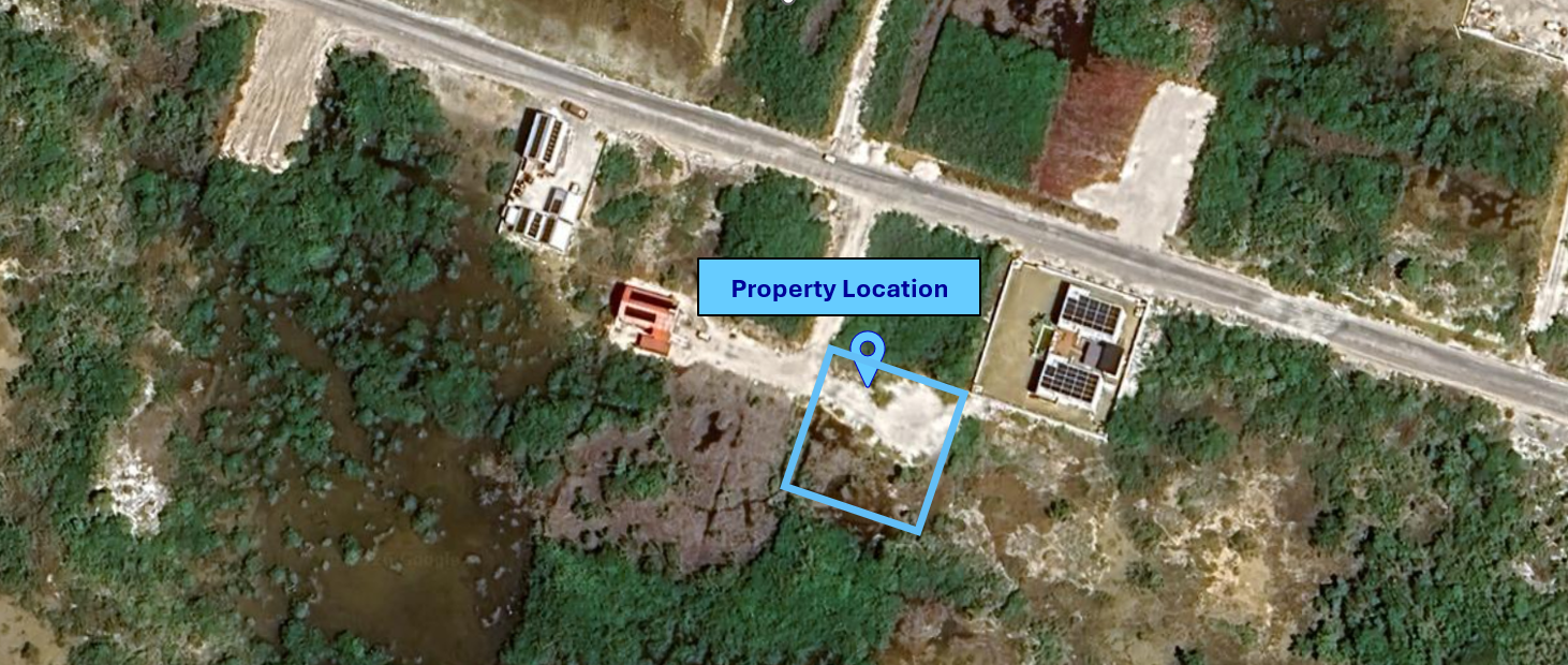 Aerial close-up of the property showing the property boundries